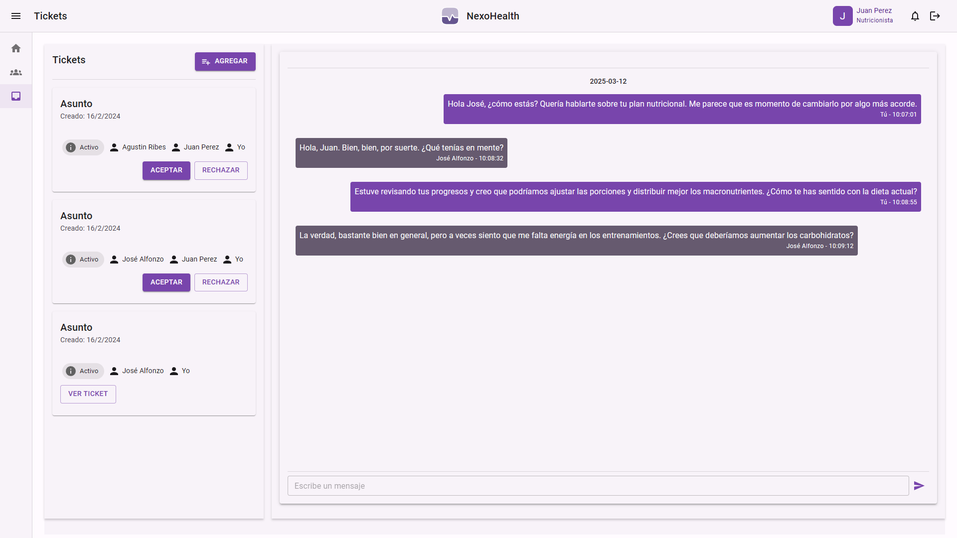Sistema de tickets y chat integrado en la plataforma web