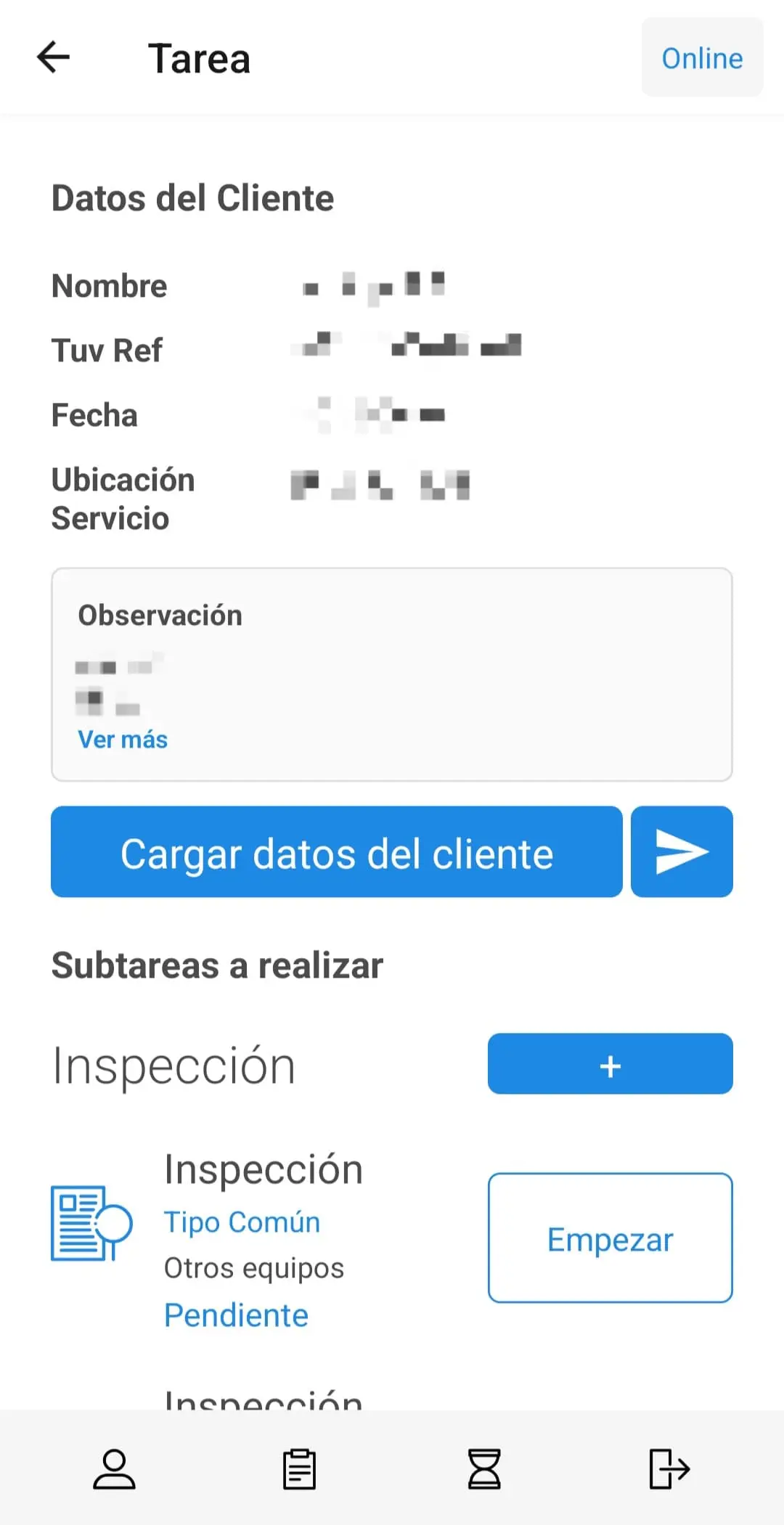 Tim Inspector Panel de tarea