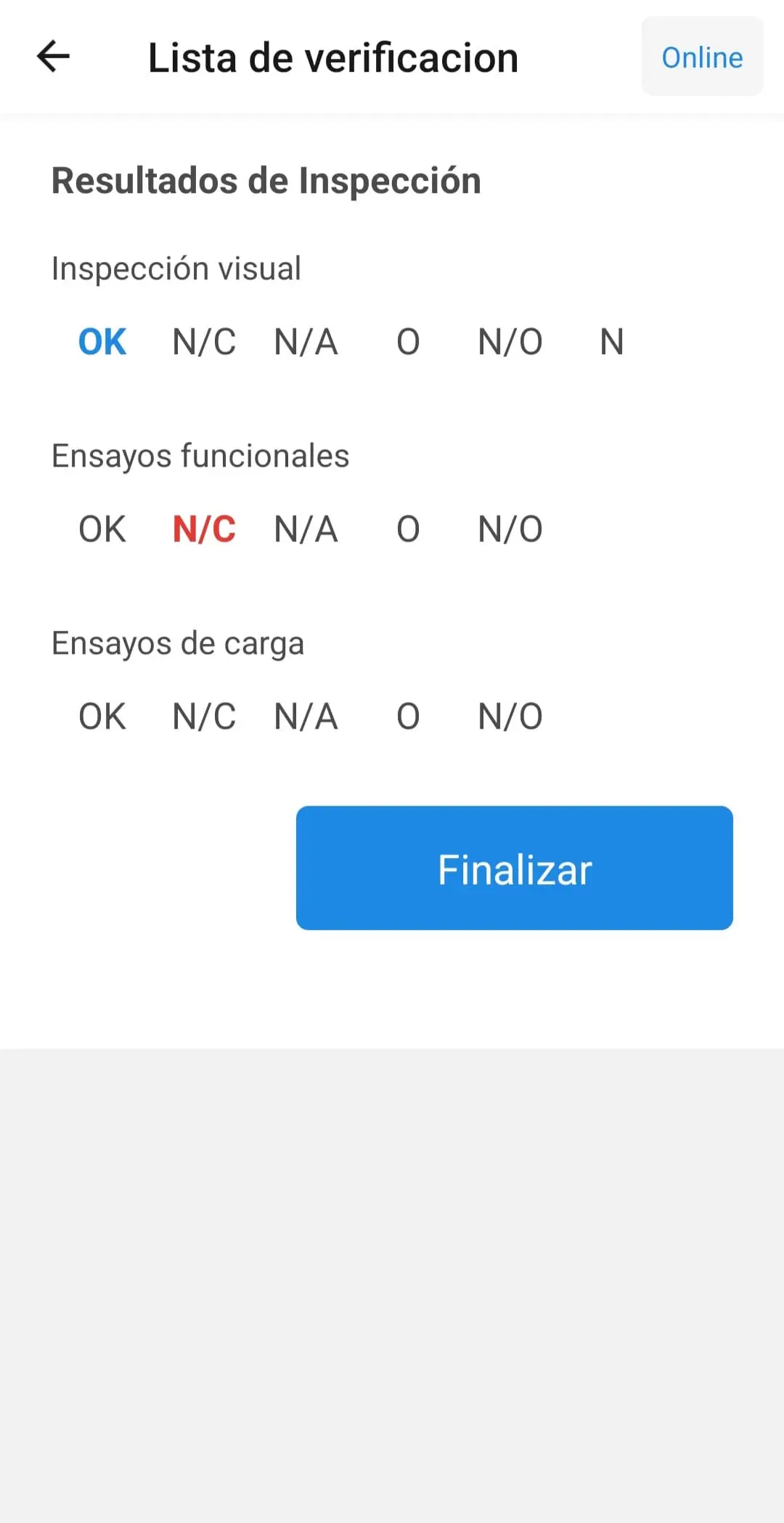 Tim Inspector Lista de verificación